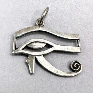 Eye of Horus Wedjat Amulet Pendant Egyptian Symbol 1x1 Inch Sterling Silver
